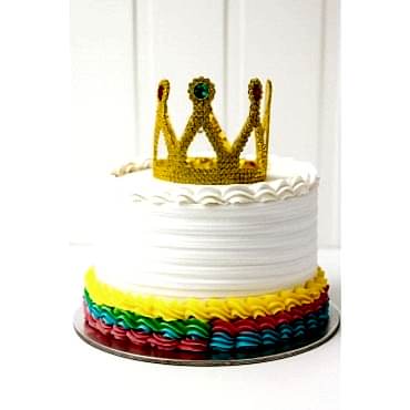 Altın Işıltılı Pasta Üstü Taç Plastik 