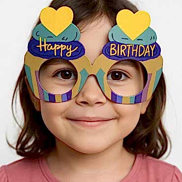 Cupcake Temalı Doğum Günü Renkli Karton Happy Birthday Gözlüğü 6 Adet