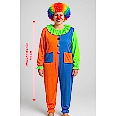 Palyaço Kostüm Seti 150 cm (Peruk + Burun + Kostüm)