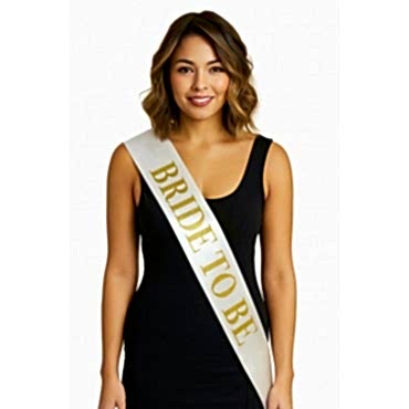 Beyaz Saten Üzerine Kalın Altın Bride To Be Kuşağı