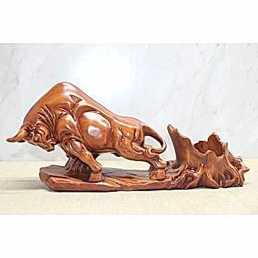 Polyester Boğa Figürü Şaraplık 