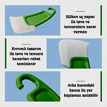 Silikon Uçlu Bulaşık Temizleme Kazıyıcı Spatula 