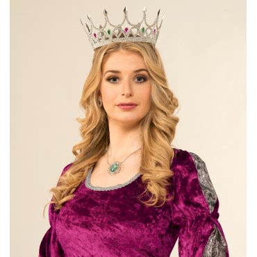 Taşlı Rönesans Kraliyet Gümüş Renk Kraliçe Tacı