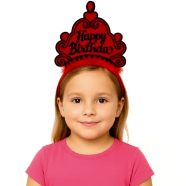 Kırmızı Happy Birthday Doğum Günü Prenses Tacı