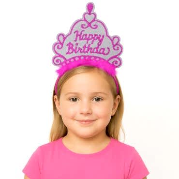 Pembe Happy Birthday Doğum Günü Prenses Tacı 