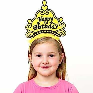 Sarı Happy Birthday Doğum Günü Prenses Tacı 