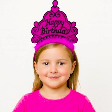 Fuşya Happy Birthday Doğum Günü Prenses Tacı 