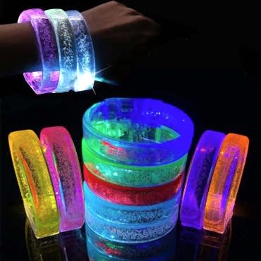 Mavi Led Işıklı Baskı Yapılabilen Pilli Bileklik Bilezik 1,5 cm Genişlik