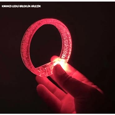Kırmızı Led Işıklı Baskı Yapılabilen Pilli Bileklik Bilezik 1,5 cm Genişlik