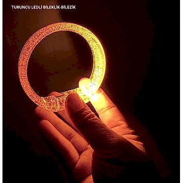 Turuncu Led Işıklı Baskı Yapılabilen Pilli Bileklik Bilezik