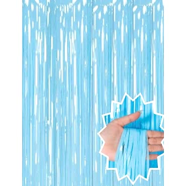 Soft Mavi Püsküllü Kapı Perdesi