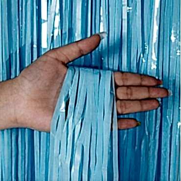 Soft Mavi Püsküllü Kapı Perdesi