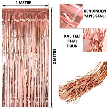 Rose Gold Püsküllü Kapı Perdesi 