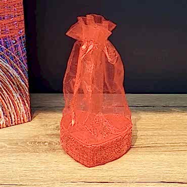 Kırmızı Kalpli Tül Kese