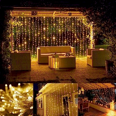 2x2 Perde Led Sarı Işık Plastik Kancalı 