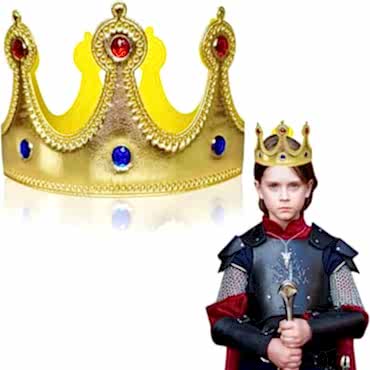 Altın Renk Eva Malzemeden İmal Çocuk Kral Tacı 57 cm