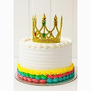 Altın Işıltılı İnce Pasta Üstü Taç Plastik 