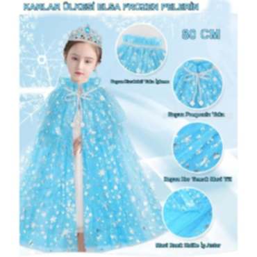 Karlar Ülkesi Elsa Frozen Mavi Pelerin – 80 cm Çocuk Pelerini 