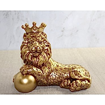 Polyester Dekoratif Taçlı Aslan Figürü 