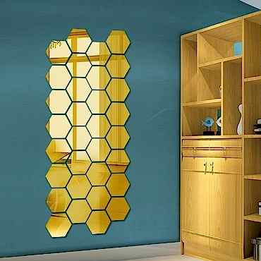 Yapışkanlı Akrilik Gold Ayna Seti 12 Adet 