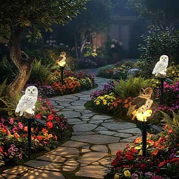 Baykuş Tasarımlı Solar Kazıklı Bahçe Aydınlatma 