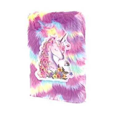 Çiçekli Unicorn Tasarımlı Peluş Hatıra Defteri 