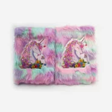 Çiçekli Unicorn Tasarımlı Peluş Hatıra Defteri 