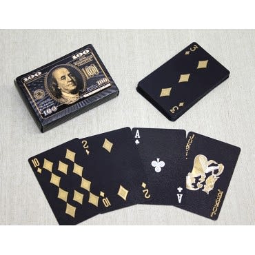 Altın Dolar Tasarımlı Siyah İskambil Oyun Kartı 