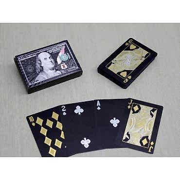 Gümüş Dolar Tasarımlı Siyah İskambil Oyun Kartı 