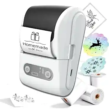 Beyaz Kablosuz Portatif Etiket Yazıcısı 