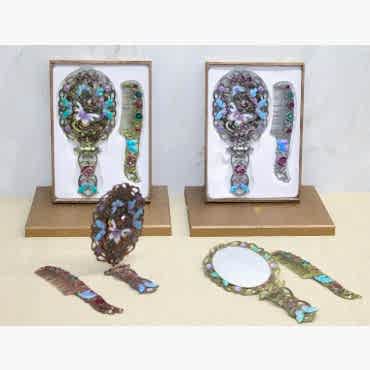 Kelebek Katlanabilir Ayna Ve Tarak Seti Büyük Boy 