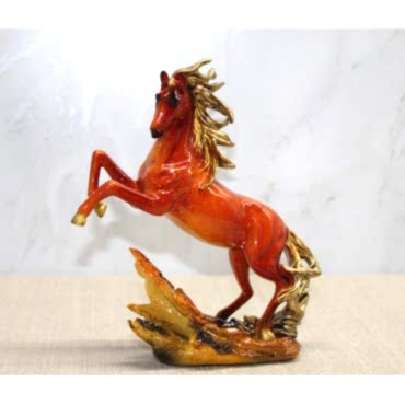 Polyester Gold Detaylı Şahlanmış At Figürü 