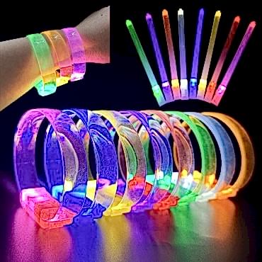 3 Modlu Pilli LED Işıklı Esnek Parti Bilekliği Kırmızı