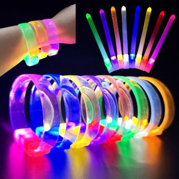 3 Modlu Pilli LED Işıklı Esnek Parti Bilekliği Mor