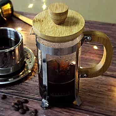 Ahşap Detaylı 350 ml Cam French Press