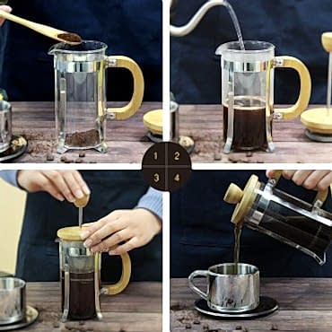 Ahşap Detaylı 600 ml Cam French Press 