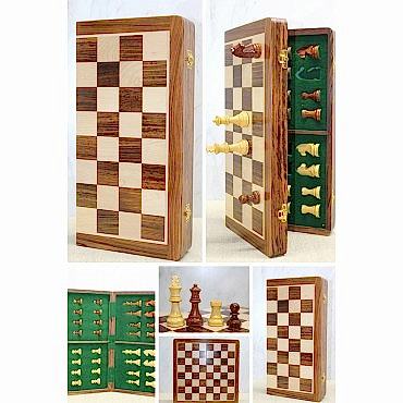 Mıknatıs Taşlı Ahşap Katlanabilir Kutulu Satranç Oyunu 40 Cm 