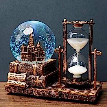 Dekoratif Kar Küresi ve Kum Saati Gold Model