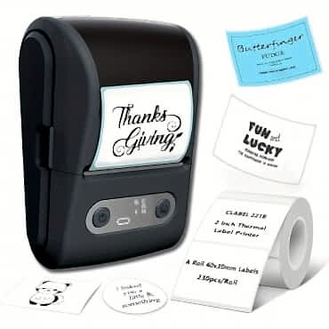 Siyah Kablosuz Portatif Etiket Yazıcısı