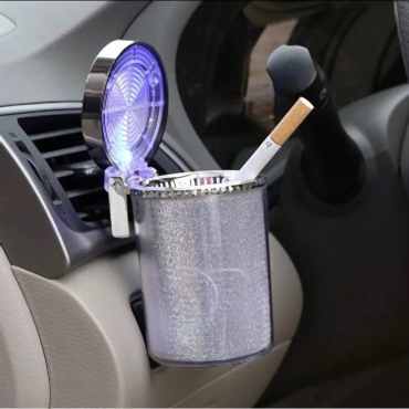 Araç İçi Oto Kokusuz Küllük RGB Işıklı Kapaklı