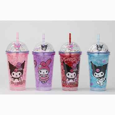 Sevimli Kuromi Pipetli Işıklı Boncuklu Suluk Bardak 400 ml