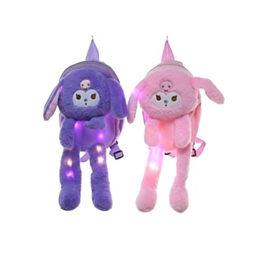 Peluş Işıklı Oynar Kulaklı Kuromi Sırt Çantası 