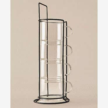 Standlı Borosilikat 4'lü Fincan Seti 