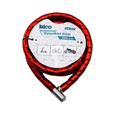 Kırmızı Motor Bisiklet Kilidi 22 mm x 200 cm  
