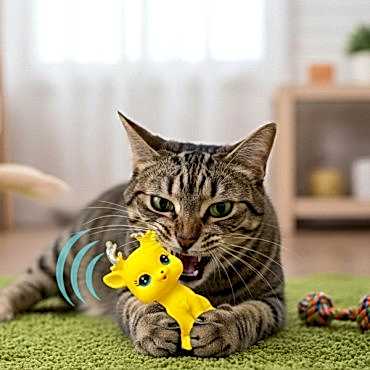 Evcil Hayvan Sesli Geyik Şeklinde Plastik Oyuncak 