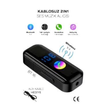  2'si 1 Arada Bluetooth Receiver USB-Aux Kablo Ses Kontrol Ekran