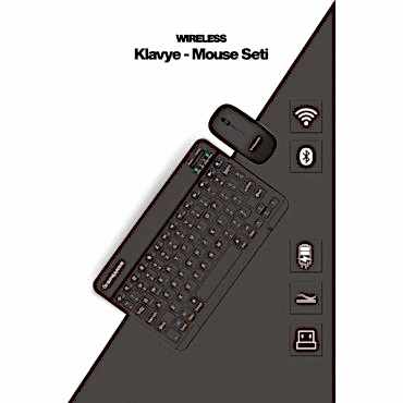 Siyah Kablosuz Klavye Ve Mouse Seti
