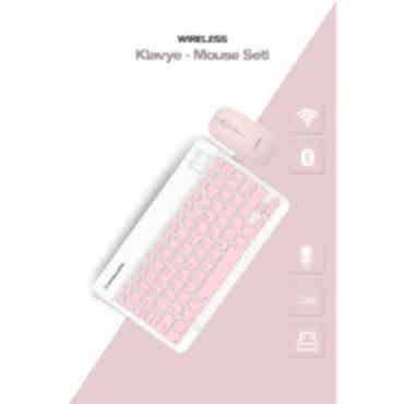 Pembe Kablosuz Klavye Ve Mouse Seti