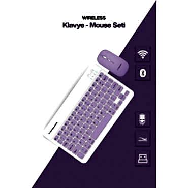 Mor Kablosuz Klavye Ve Mouse Seti