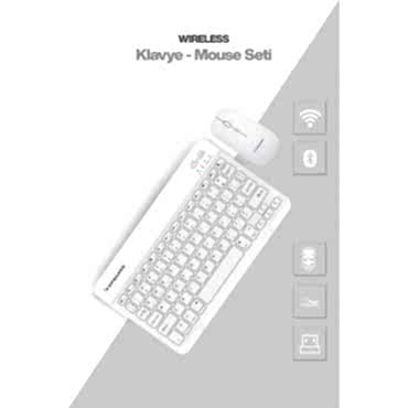 Beyaz Kablosuz Klavye Ve Mouse Seti